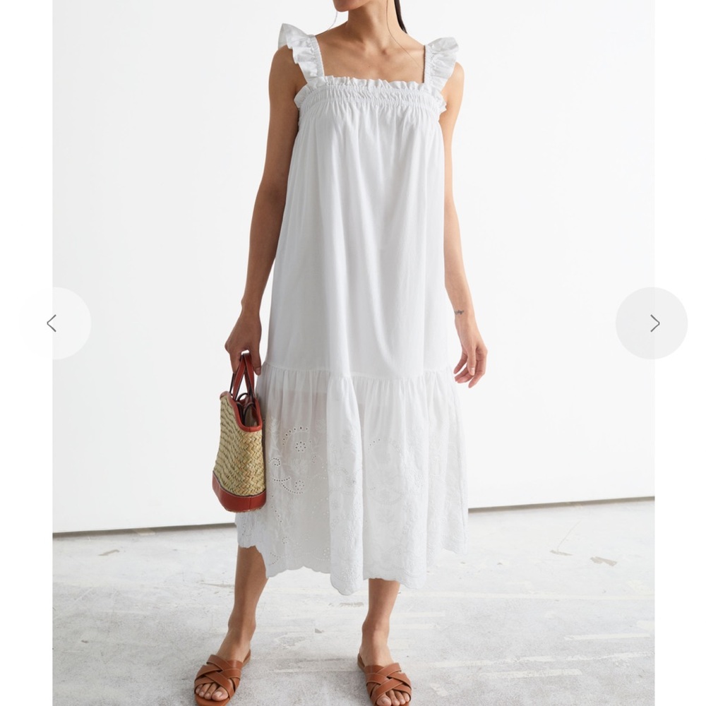 NWOT & Other Stories Frilled Embroidery Midi Dress